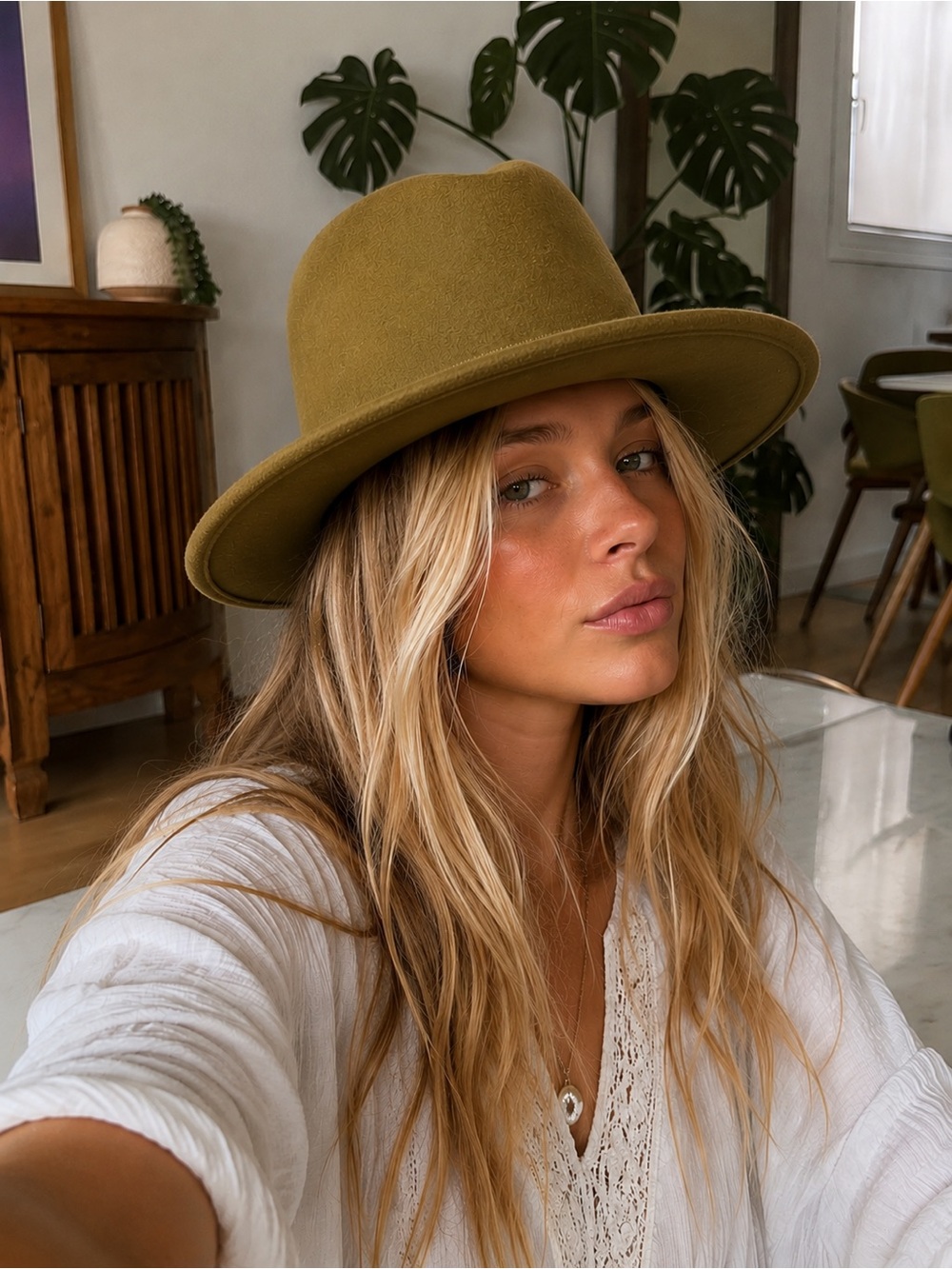 Hand-Blocked Olive Velour Felt Fedora Hat - Made To Order